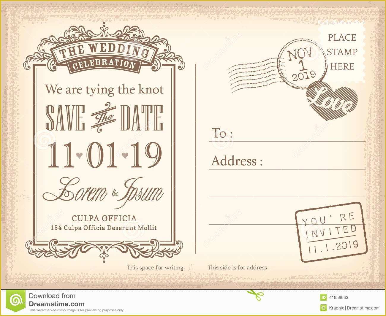 Free Save the Date Wedding Invitation Templates Of 7 Best Of Wedding Invitation Postcard Template
