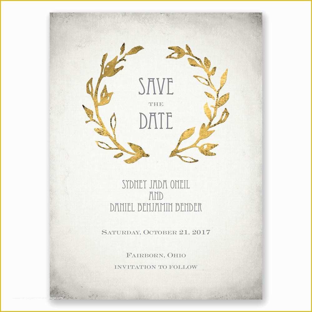 Free Save the Date Wedding Invitation Templates Of Leaves Of Gold Save the Date Card