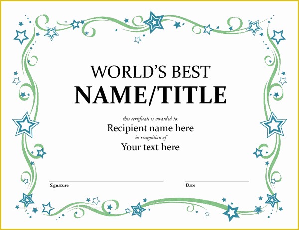 Free School Award Certificate Templates Of Certificates Fice