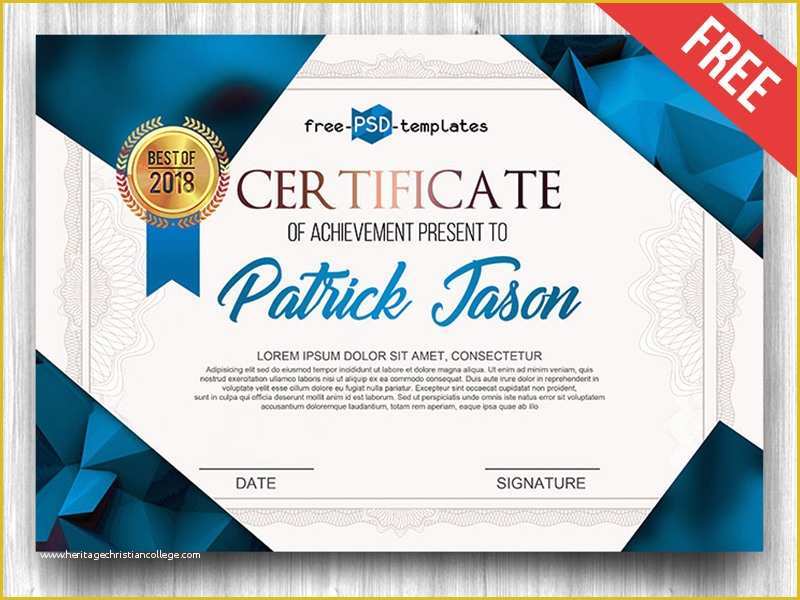 Free School Award Certificate Templates Of Free Certificate Template In Psd by Mockupfree