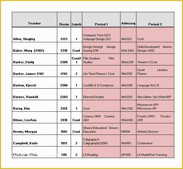 Free School Master Schedule Template Of 10 Teacher Schedule Templates Doc Excel Pdf