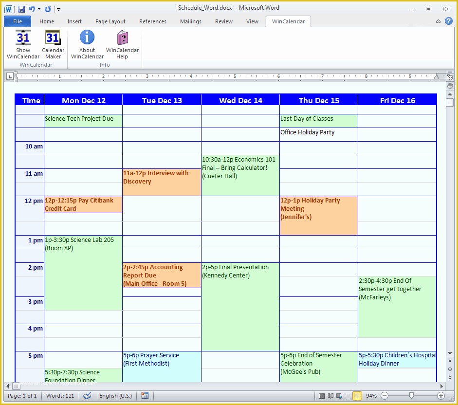 Free School Master Schedule Template Of Calendar Maker & Calendar Creator for Word and Excel