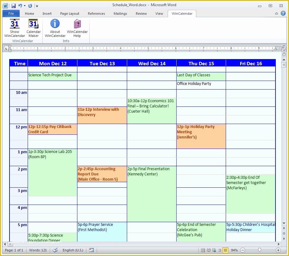 Free School Master Schedule Template Of Calendar Maker &amp; Calendar Creator for Word and Excel