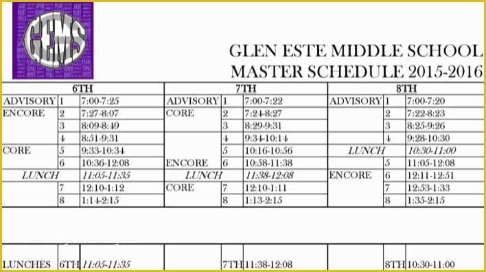 Free School Master Schedule Template Of Download Middle School Master Schedule Template for Free
