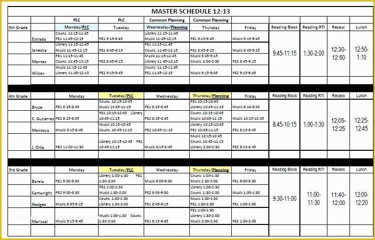 Free School Master Schedule Template Of Kids Rock Creating A School Master Schedule