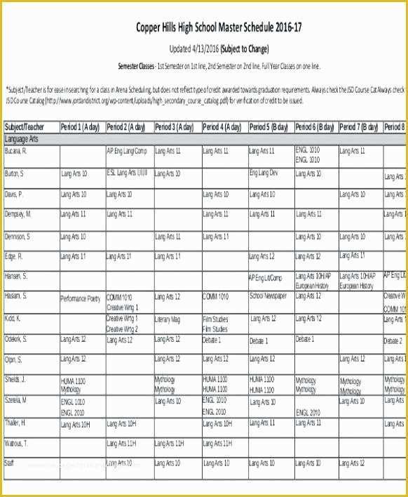 Free School Master Schedule Template Of Master Production Schedule Template Excel Kukkoblock