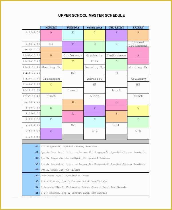 Free School Master Schedule Template Of Master Schedule Template 11 Free Word Pdf Documents
