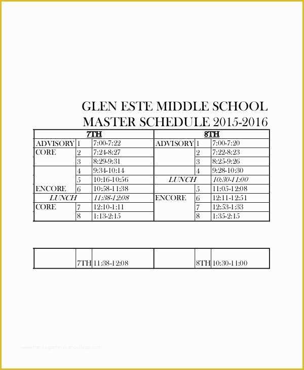 Free School Master Schedule Template Of Master Schedule Template 11 Free Word Pdf Documents