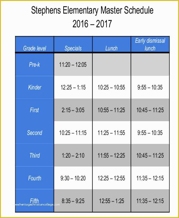 Free School Master Schedule Template Of Master Schedule Templates 11 Free Samples Examples