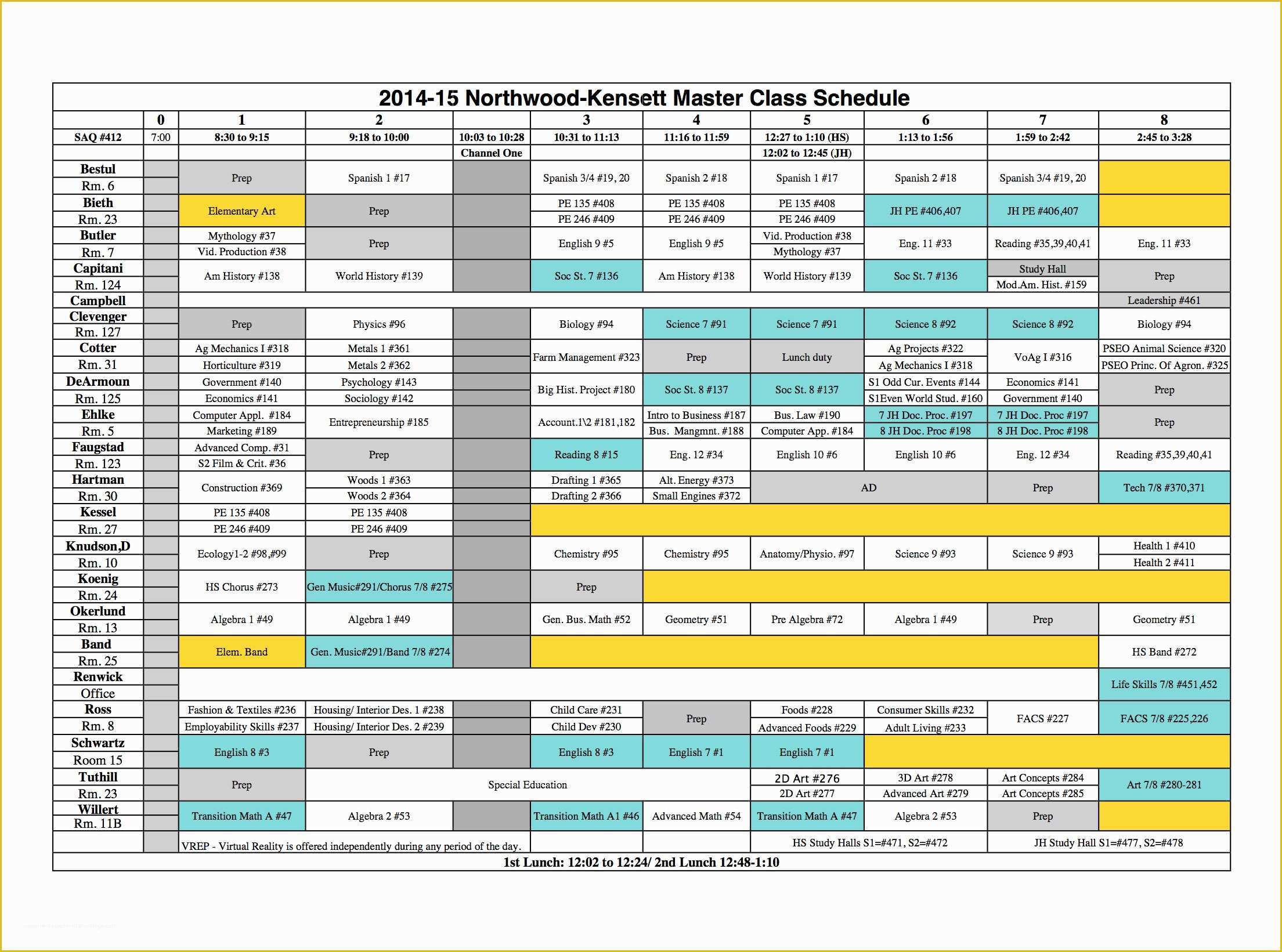Free School Master Schedule Template Of northwood Kensett 2015 2016 Course Book and Schedule
