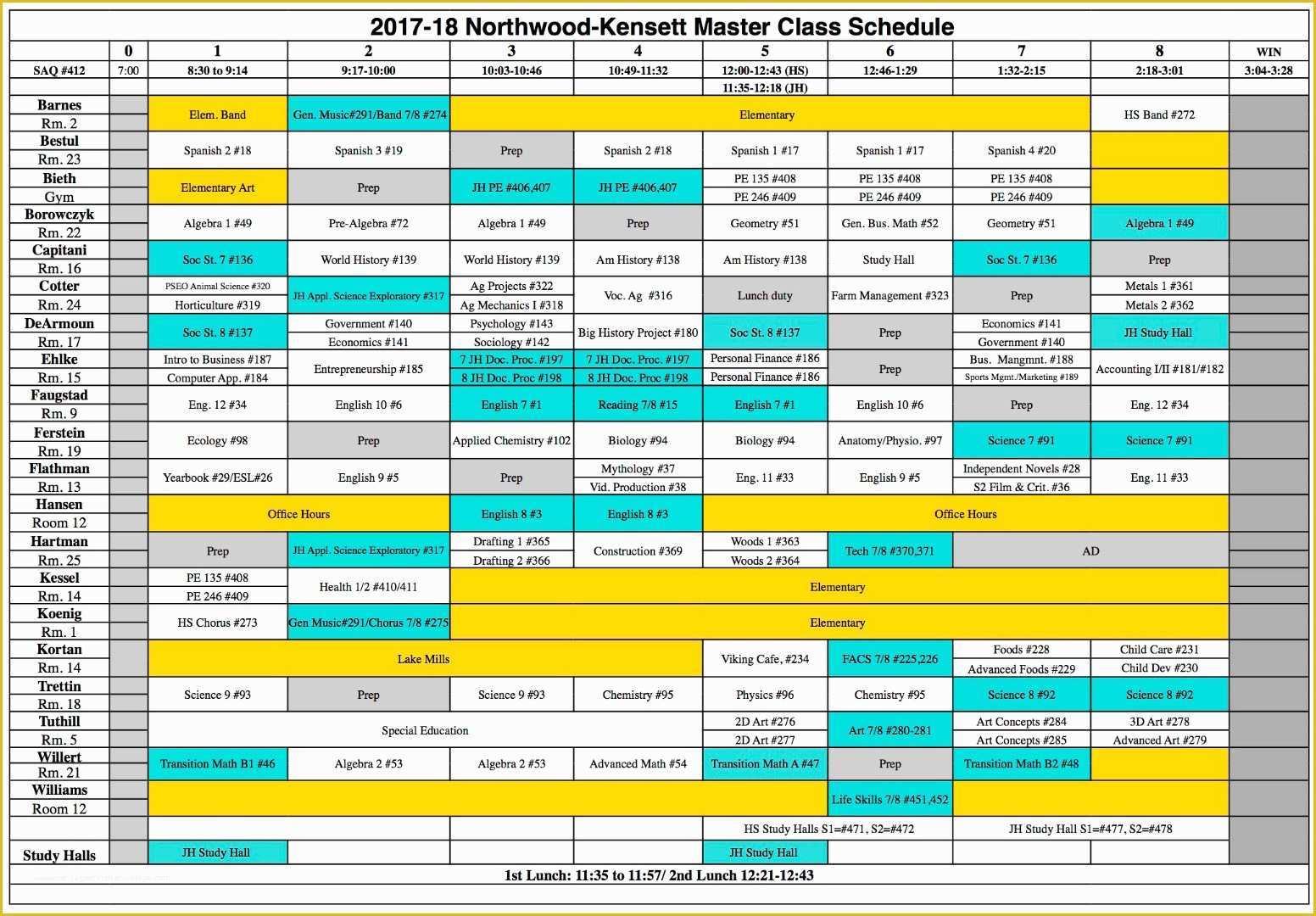 Free School Master Schedule Template Of northwood Kensett 2017 2018 Course Book and Schedule