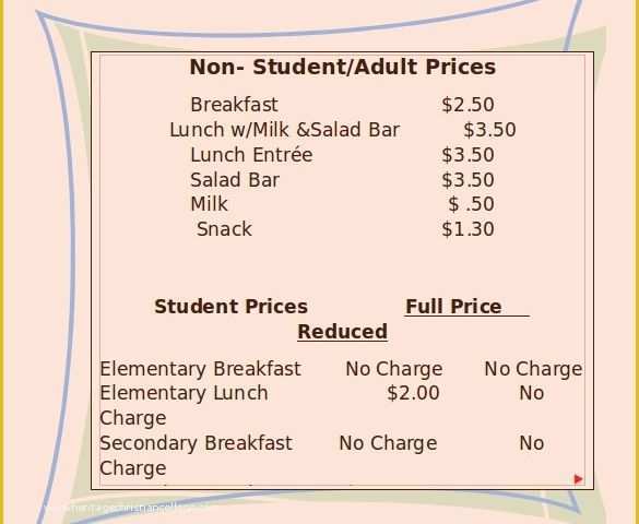 Free School Menu Templates Of 16 School Menu Templates – Free Sample Example format