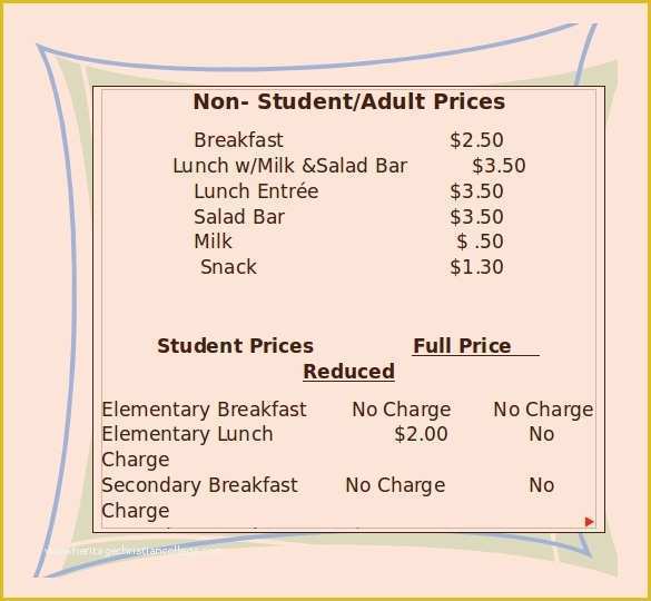 Free School Menu Templates Of 16 School Menu Templates – Free Sample Example format