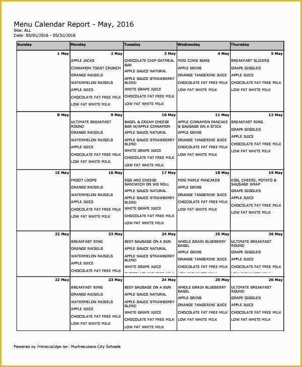 Free School Menu Templates Of 9 School Menu Templates