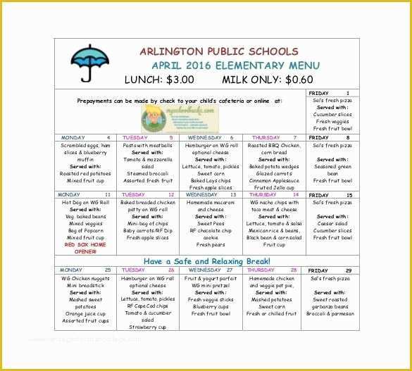 Free School Menu Templates Of School Lunch Menu Template Invitation Template