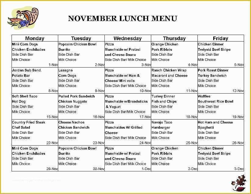 Free School Menu Templates Of School Lunch Menu Template Wildlifetrackingsouthwest