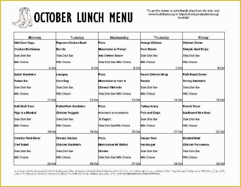 Free School Menu Templates Of School Lunch Menu Template Wildlifetrackingsouthwest