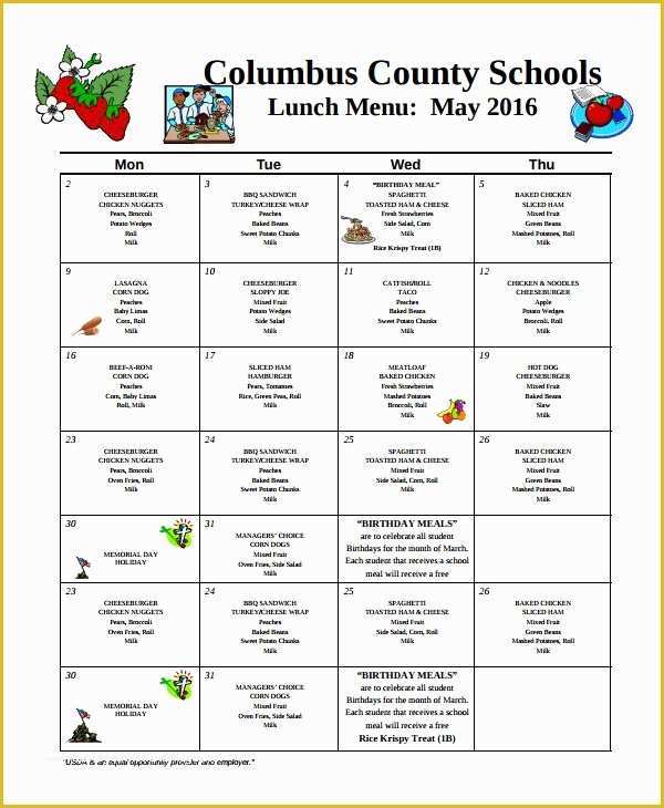 Free School Menu Templates Of School Menu Template