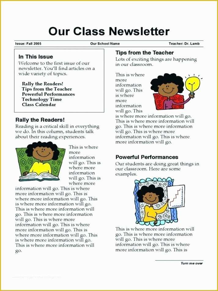 Free School Newsletter Templates for Publisher Of January Elementary Newsletter Template