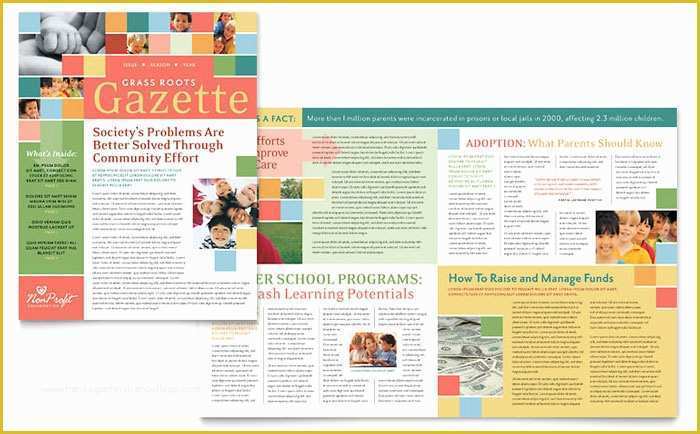 Free School Newsletter Templates for Publisher Of Non Profit association for Children Newsletter Template Design