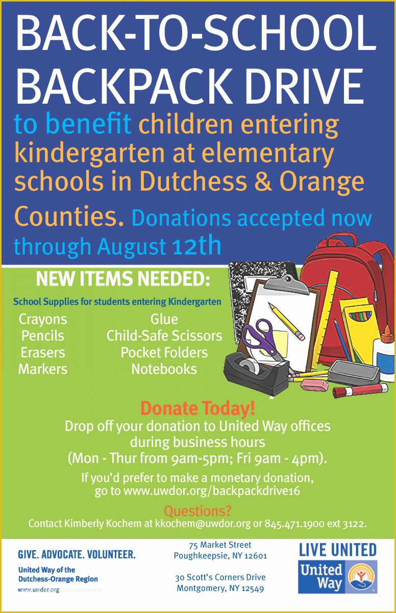 Free School Supply Drive Flyer Template Of Back to School Backpack Drive 2016