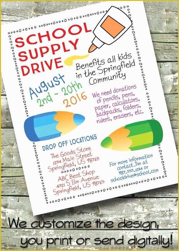 Free School Supply Drive Flyer Template Of School Supply Drive Back to School 5x7 Invite 8 5x11