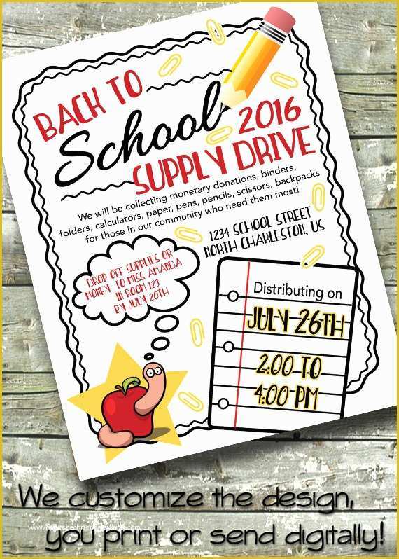 Free School Supply Drive Flyer Template Of School Supply Drive Back to School 5x7 Invite 8 5x11