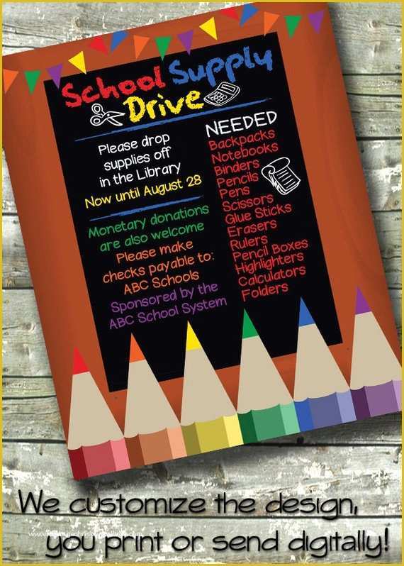 Free School Supply Drive Flyer Template Of School Supply Drive Church or Munity event 5x7 Invite