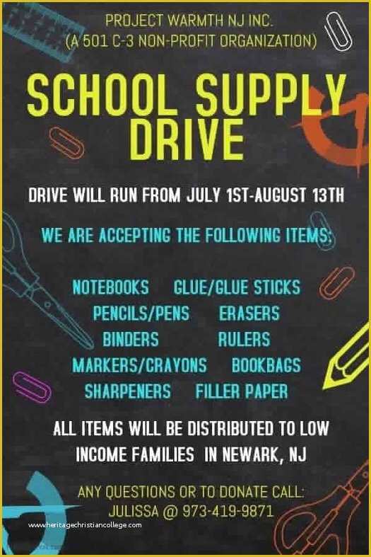 Free School Supply Drive Flyer Template Of School Supply Drive Held by Newark Non Profit