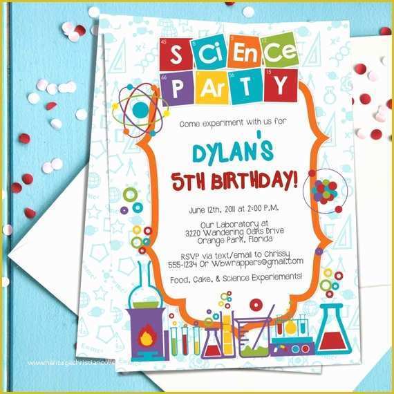 Free Science Birthday Party Invitation Templates Of Coloful Science themed Party Invitation Template Mad
