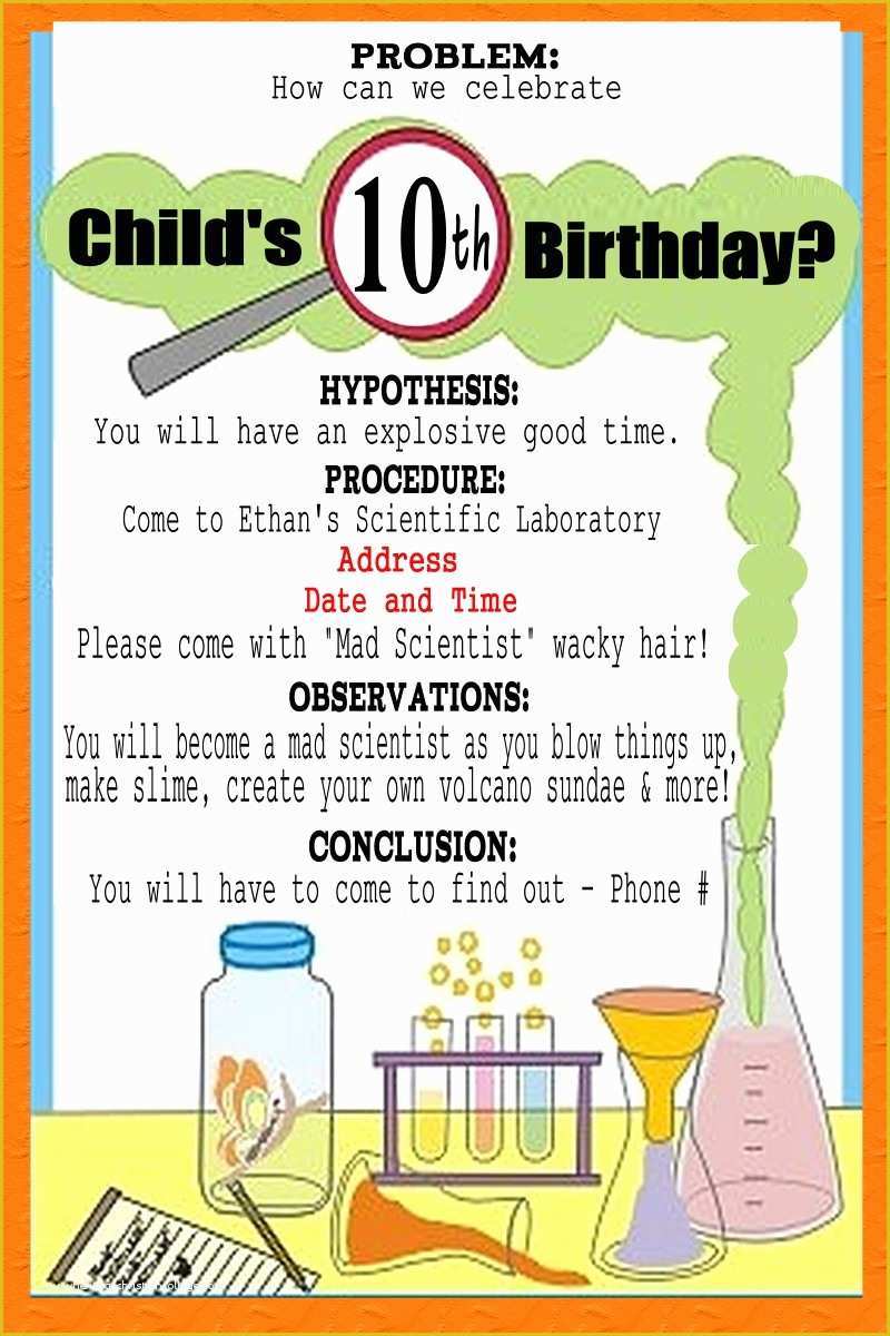 Free Science Birthday Party Invitation Templates Of Creative and Cheap Fun and Fabulous Mad Science Party