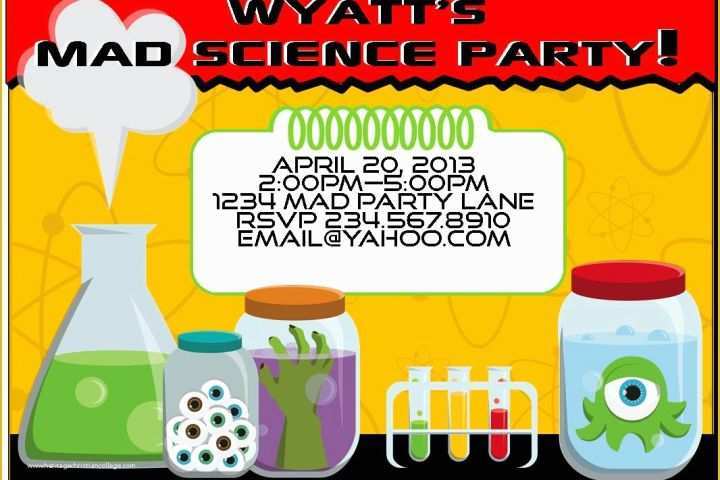 Free Science Birthday Party Invitation Templates Of Mad Scientist Birthday Party Invitations
