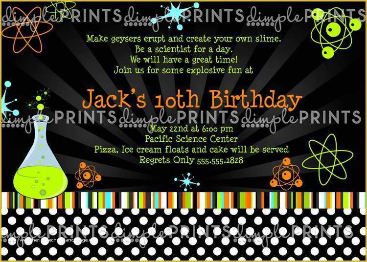 Free Science Birthday Party Invitation Templates Of Science Birthday Party Invite Dimple Prints Shop