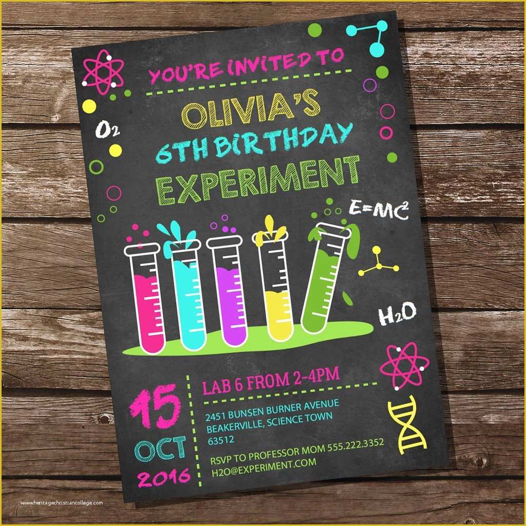 Free Science Birthday Party Invitation Templates Of Science Experiment Party Invitation for Girls
