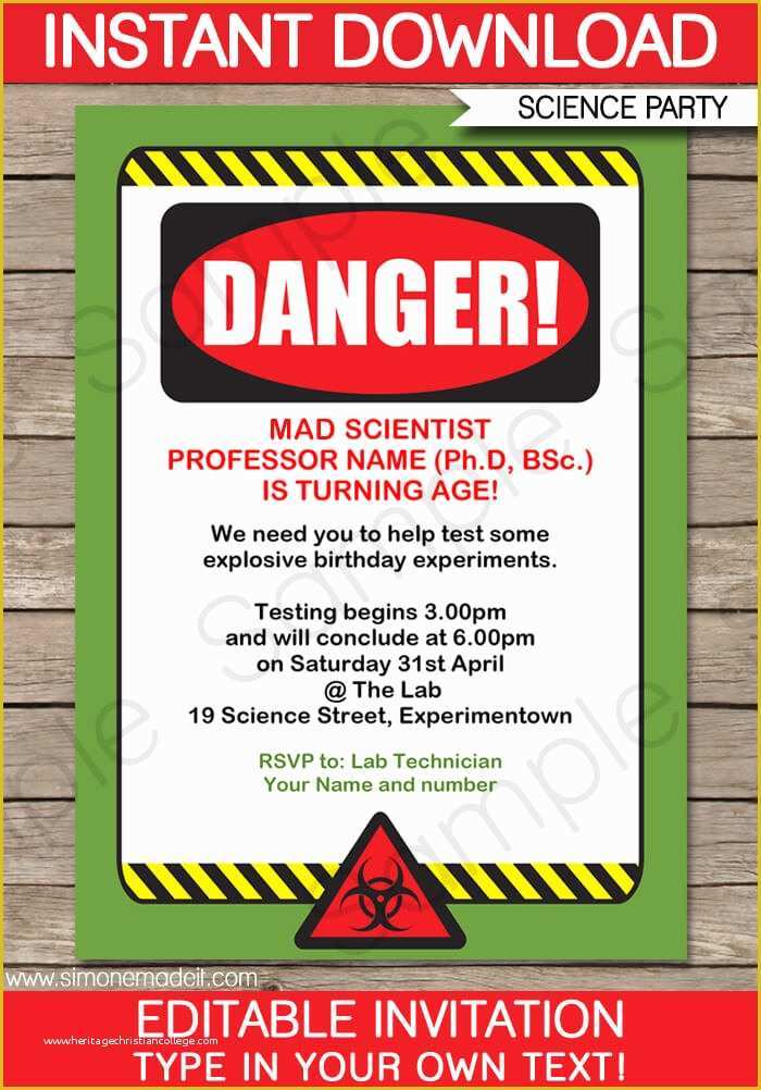 Free Science Birthday Party Invitation Templates Of Science Party Invitations