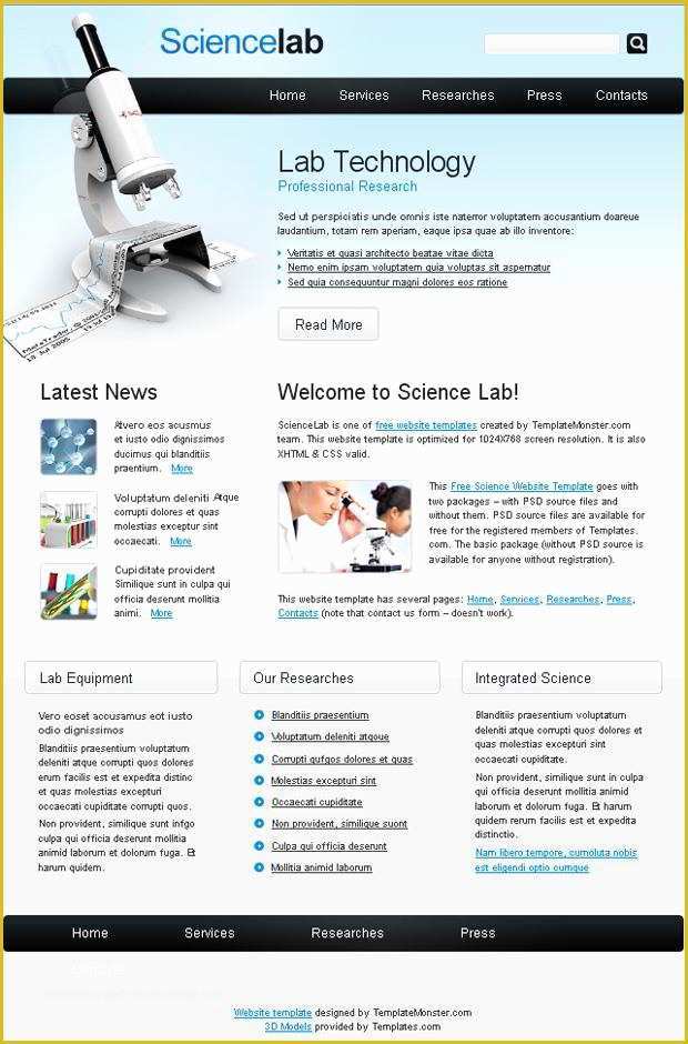 Free Science Website Templates Of Free Science Website Template Monsterpost