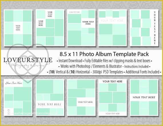 Free Scrapbook Templates for Photoshop Of 8 5x11 Album Template Pack 20 Templates