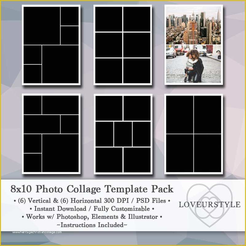 Free Scrapbook Templates for Photoshop Of 8x10 Digital Template Pack Collage Scrapbook