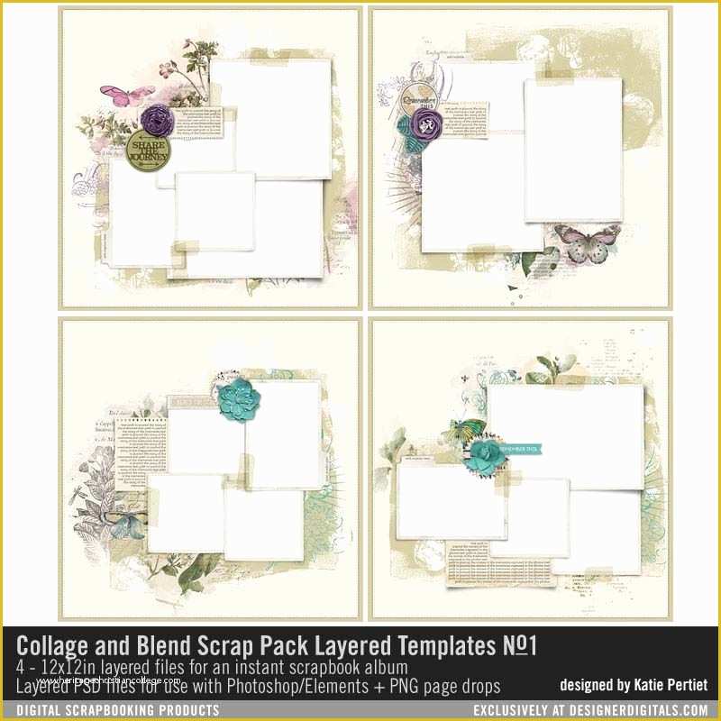 Free Scrapbook Templates for Photoshop Of Collage and Blend Scrap Pack Layered Templates Layered