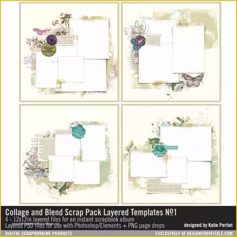 Free Scrapbook Templates for Photoshop Of Collage and Blend Scrap Pack Layered Templates Layered