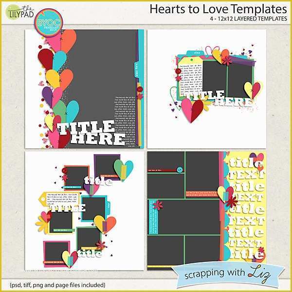 Free Scrapbook Templates for Photoshop Of Digital Scrapbook Template Hearts to Love