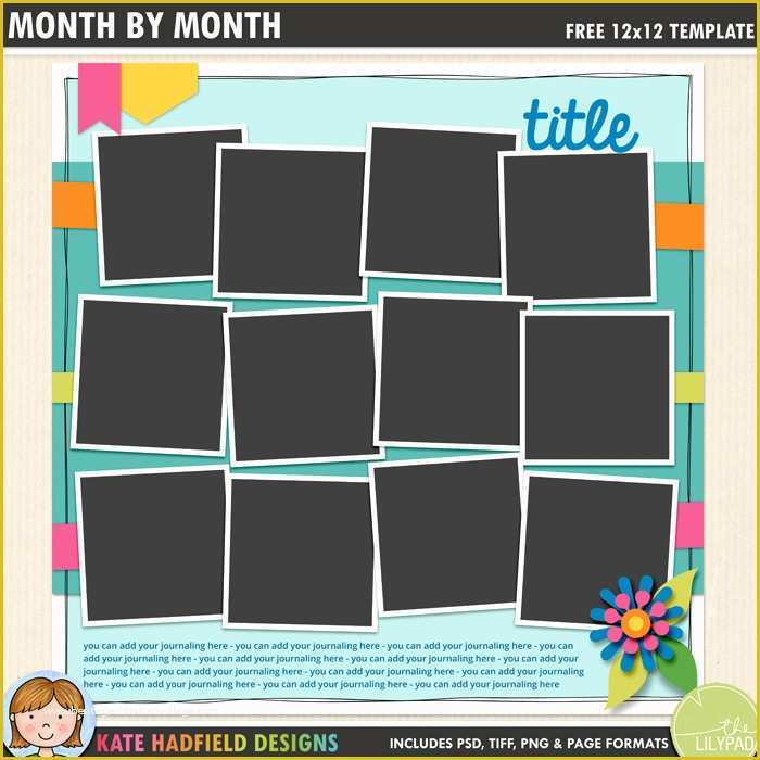 Free Scrapbook Templates Of Free Digital Scrapbook Template Month by Month Kate