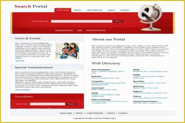 Free Search Engine Website Templates Of HTML Search Portal Red Website Template Free Web