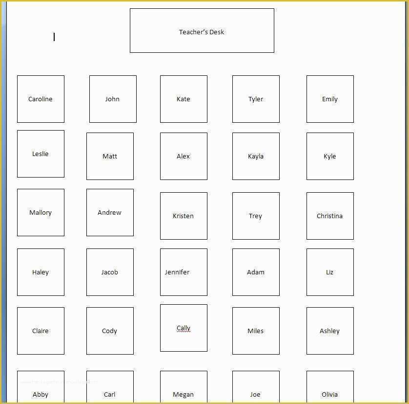 Free Seating Chart Template Of Free Printable Template Samples for Classroom Seating