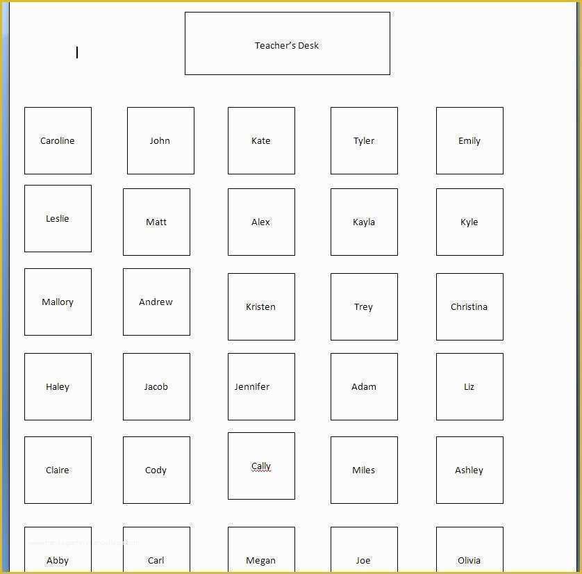 Free Seating Chart Template Of Free Printable Template Samples for Classroom Seating