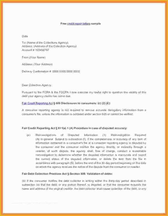 Free Section 609 Credit Dispute Letter Template Of 10 Remove Collection From Credit Report after Paid