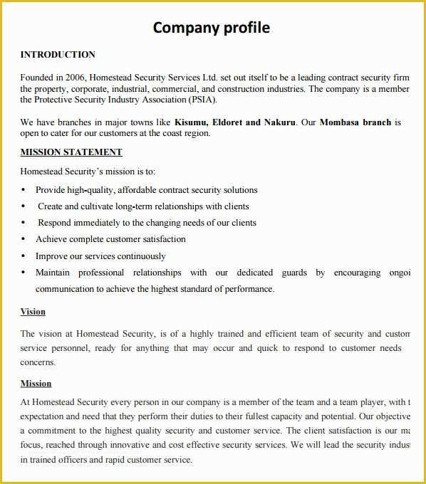 Free Security Company Profile Template Of 8 Pany Profile Sample – Free Examples & format