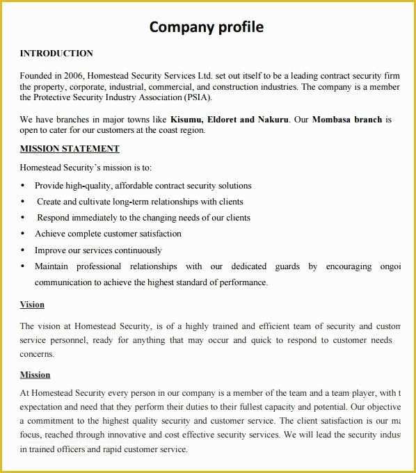 Free Security Company Profile Template Of Sample Pany Profile Sample 7 Free Documents In Pdf Word