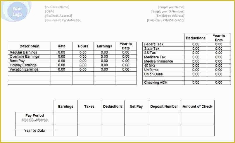 Free Self Employed Pay Stub Template Of 12 Free Self Employed Pay Stub Template