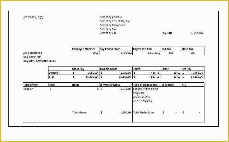 Free Self Employed Pay Stub Template Of 15 Self Employment Pay Stubs